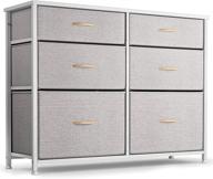 🛏️ cubicubi bedroom dresser, 6 drawer tall wide storage organizer for bedroom hallway, sturdy steel frame with wood top, light grey - enhanced seo logo
