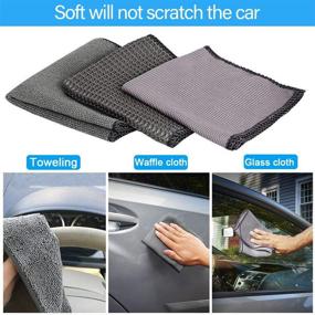 img 2 attached to 🚗 Complete 9-Piece Car Cleaning Kit: Microfiber Wash Mitt, Towels, Wax Applicator, Wheel Brush & Sponge - Ideal Automotive Cleaning Tools