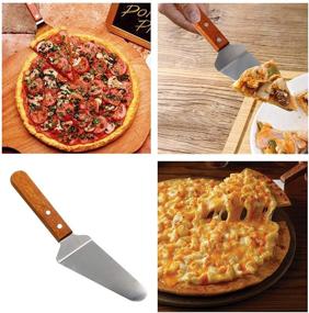 img 2 attached to 🍕 Ultimate Pizza Peel Set: 10 Inch Stainless Steel Spatula Paddle, Wood Handle, Easy Storage (Includes Pizza Cutter Wheel & Shovel)