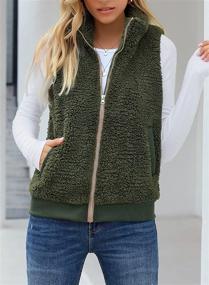 img 2 attached to Luvamia Women's Casual Fleece Vest, Sleeveless Sherpa Winter Warm Jacket with Zipper and Pockets, Lightweight Outwear Coat in Black, Sizes 16-18