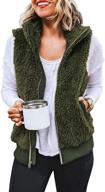 luvamia women's casual fleece vest, sleeveless sherpa winter warm jacket with zipper and pockets, lightweight outwear coat in black, sizes 16-18 logo