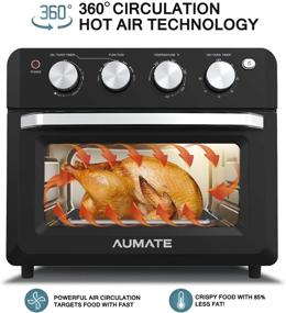 img 1 attached to 🍳 AUMATE 19-Quart Convection Toaster Oven: 7-in-1 Air Fryer Combo with Knob Control, Convection Cooking, and 4 Accessories