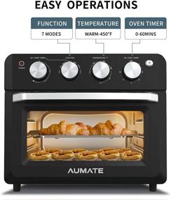 img 3 attached to 🍳 AUMATE 19-Quart Convection Toaster Oven: 7-in-1 Air Fryer Combo with Knob Control, Convection Cooking, and 4 Accessories