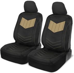 img 4 attached to 🚗 Motor Trend Super Sport Beige Faux Leather Car Seat Covers for Front Seats – Two-Tone Modern Design, Easy Installation – Universal Fit Accessories for Car, Truck, SUV, and Van