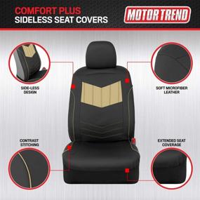 img 3 attached to 🚗 Motor Trend Super Sport Beige Faux Leather Car Seat Covers for Front Seats – Two-Tone Modern Design, Easy Installation – Universal Fit Accessories for Car, Truck, SUV, and Van