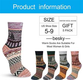 img 3 attached to 🧦 Cozy Vintage Cotton Knit Women's Winter Socks - 5 Pairs for Casual Comfort