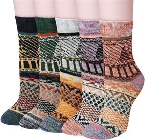 img 4 attached to 🧦 Cozy Vintage Cotton Knit Women's Winter Socks - 5 Pairs for Casual Comfort