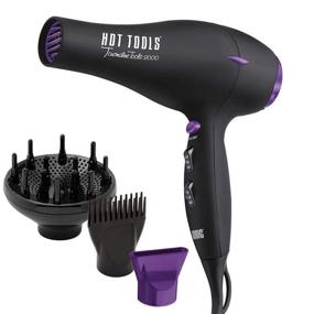 img 4 attached to 💨 1875W Tourmaline + Ionic Lightweight and Quiet Turbo Hair Dryer by Hot Tools Professional, Black (Model 1043)