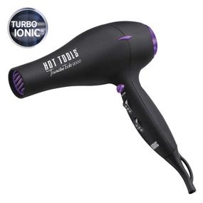 img 3 attached to 💨 1875W Tourmaline + Ionic Lightweight and Quiet Turbo Hair Dryer by Hot Tools Professional, Black (Model 1043)