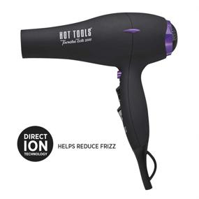 img 2 attached to 💨 1875W Tourmaline + Ionic Lightweight and Quiet Turbo Hair Dryer by Hot Tools Professional, Black (Model 1043)