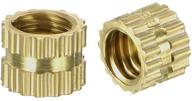 🔩 100-pack of m4 x 4mm (l) x 5mm (od) female thread brass embedment nuts with knurled texture logo