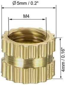 img 2 attached to 🔩 100-Pack of M4 x 4mm (L) x 5mm (OD) Female Thread Brass Embedment Nuts with Knurled Texture