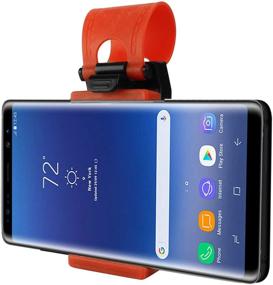 img 3 attached to 📱 Cyongear Cellet Steering Wheel Smartphone Holder Mount Clip Buckle Hands Free Stand - Compatible With iPhone 12 11 XS XR X 8, Samsung Galaxy S21 S20 S10 S10e S10plus - Google Map Waze GPS Navigation - Red/Black - PHHD100