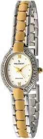 img 1 attached to 💎 Peugeot Women's Oval Dial Watch - Two-Tone with 10c Diamond Bezel and Jewelry-Style Self-Adjustable Bracelet: A Perfect Blend of Elegance and Sophistication