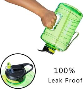 img 2 attached to 💧 Large 1-Gallon Water Bottle with Time Marker, Straw, and BPA-Free Design - Leak Proof, Durable - Perfect for Gym, Hiking, Outdoor Sports, School, and Office - Green