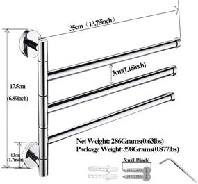 img 3 attached to 🔧 OHIYO Swivel Towel Bar: Space-Saving 3-Arm Towel Holder for Bathroom, Kitchen, and Home – Rustproof Aluminum Wall-Mounted Rack with Folding Design – Silver