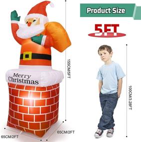 img 3 attached to 🎅 Deaunbr Christmas Inflatables Santa Claus: 5FT Xmas Blow Up Santa with Carry Gift Bag Decorations, LED Lights, and Animated Design – Perfect for Holiday Decorations, Yard, Outdoor, Indoor, Garden, Party