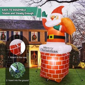 img 1 attached to 🎅 Deaunbr Christmas Inflatables Santa Claus: 5FT Xmas Blow Up Santa with Carry Gift Bag Decorations, LED Lights, and Animated Design – Perfect for Holiday Decorations, Yard, Outdoor, Indoor, Garden, Party