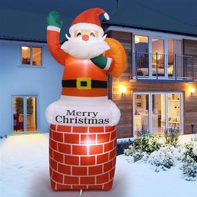 img 4 attached to 🎅 Deaunbr Christmas Inflatables Santa Claus: 5FT Xmas Blow Up Santa with Carry Gift Bag Decorations, LED Lights, and Animated Design – Perfect for Holiday Decorations, Yard, Outdoor, Indoor, Garden, Party