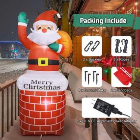 img 2 attached to 🎅 Deaunbr Christmas Inflatables Santa Claus: 5FT Xmas Blow Up Santa with Carry Gift Bag Decorations, LED Lights, and Animated Design – Perfect for Holiday Decorations, Yard, Outdoor, Indoor, Garden, Party