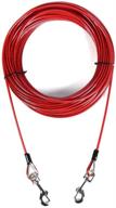 amofy 100ft dog tie out cable galvanized steel wire rope with pvc coating for large dogs up to 396 pounds, sceptre red logo