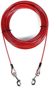 img 4 attached to AMOFY 100ft Dog Tie Out Cable Galvanized Steel Wire Rope with PVC Coating for Large Dogs up to 396 Pounds, Sceptre Red