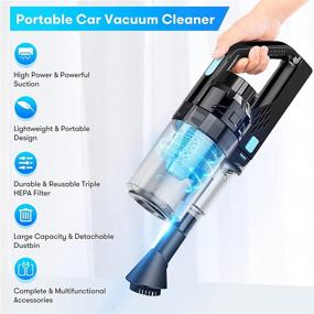 img 3 attached to 🚗 Baucatlan Car Vacuum Cleaner 16.4 Ft Corded | 12V/150W/7500PA | Portable Vacuum Kit for Automotive Deep Cleaning | Three-Layer HEPA Filter Included