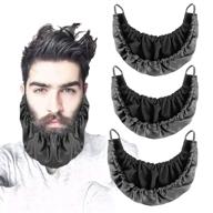 🧔 3-piece silk beard bandanas for men - double layer adjustable facial beard apron caps guard - bedtime bib, rag beard cover - beard gains, black logo