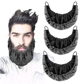 img 4 attached to 🧔 3-Piece Silk Beard Bandanas for Men - Double Layer Adjustable Facial Beard Apron Caps Guard - Bedtime Bib, Rag Beard Cover - Beard Gains, Black