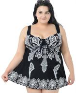 qzunique women's plus-size floral print tankini swimsuit: 🌸 high-waisted tummy control swimdress with shorts - flowy bathing suit logo