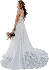 img 4 attached to 👰 Exquisite Bohemian Wedding Dresses: Spaghetti Strap Lace Bridal Gowns with Adjustable Drawstring