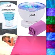 🧩 autism sensory toy bundle: wave light projector with purple compression sensory blanket - includes 7 sensory lights, 6 relaxing sounds, and aux cable - led color stimulation for autism gifts логотип