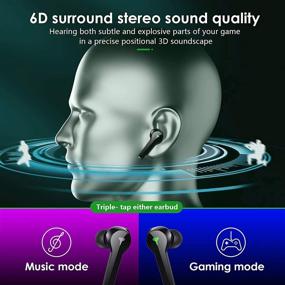 img 2 attached to 🎧 JXD Wireless Gaming Earbuds with Ultra-Low Latency, Bluetooth Headphones for Gaming and Music Modes, Long Playtime of 5+20 Hours, IPX5 Water Resistant, Touch Control