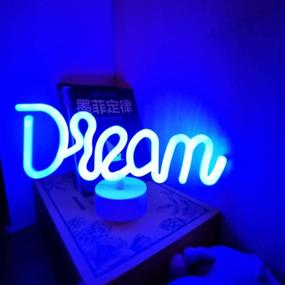 img 3 attached to 🌈 Dream Shaped Neon Light LED Neon Signs Table Lamp Art Decor with Base for Kids' Room, Bar, Wedding Party Decorations