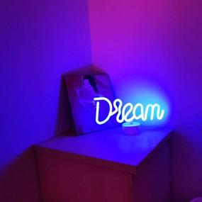 img 1 attached to 🌈 Dream Shaped Neon Light LED Neon Signs Table Lamp Art Decor with Base for Kids' Room, Bar, Wedding Party Decorations