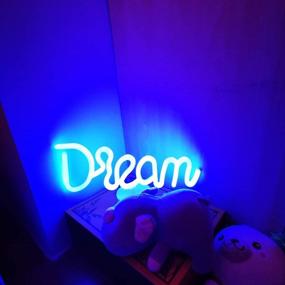 img 2 attached to 🌈 Dream Shaped Neon Light LED Neon Signs Table Lamp Art Decor with Base for Kids' Room, Bar, Wedding Party Decorations