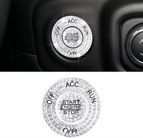 img 4 attached to 🚙 Jeep Wrangler JL Gladiator JT Car Bling Accessories 2021 2020 2019 2018: CARFIB Ignition Button Ring Start Stop Decals Caps Covers for Men Women - Zinc Alloy Rhinestone Silver (2 Pack)