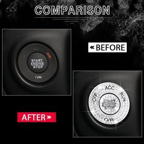 img 3 attached to 🚙 Jeep Wrangler JL Gladiator JT Car Bling Accessories 2021 2020 2019 2018: CARFIB Ignition Button Ring Start Stop Decals Caps Covers for Men Women - Zinc Alloy Rhinestone Silver (2 Pack)