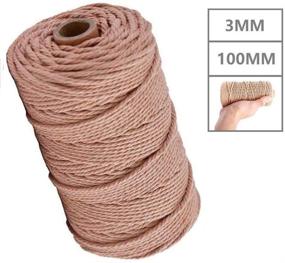 img 3 attached to Bytron Macrame Cord 3mm Cotton Rope - Dream Catcher, Wall Plant Hanger Craft Supplies - 328ft (Brick Red)