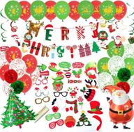 🎄 brillex christmas party decorations supplies, xmas decorations kit - merry christmas banner, hanging swirls & photo props logo