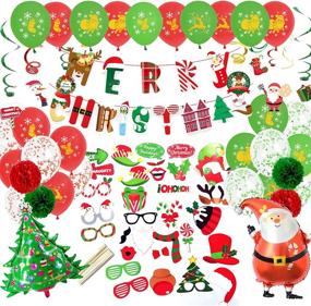 img 4 attached to 🎄 Brillex Christmas Party Decorations Supplies, Xmas Decorations Kit - Merry Christmas Banner, Hanging Swirls & Photo Props