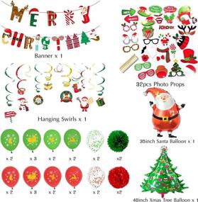 img 1 attached to 🎄 Brillex Christmas Party Decorations Supplies, Xmas Decorations Kit - Merry Christmas Banner, Hanging Swirls & Photo Props