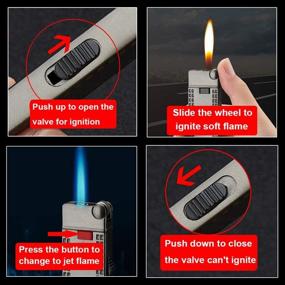 img 3 attached to 🔥 Soft Jet Torch Cigar Lighter with Switchable Jet Flame - Lockable, Adjustable Flame Dial, Refillable Butane for Tobacco Pipe & Fire