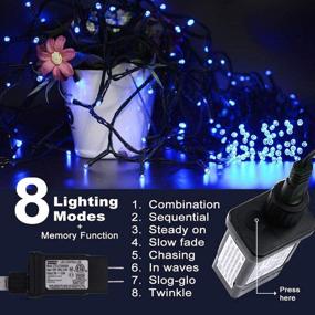 img 2 attached to 🎄 Blue Christmas Outdoor Decoration String Lights - 25m/82ft 220 LEDs 8 Modes - Waterproof Fairy Lights for Thanksgiving, Halloween, Wedding, Patio, or Room