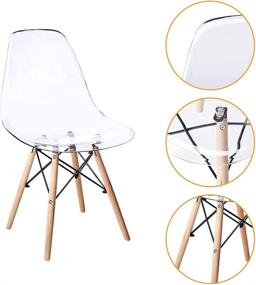 img 1 attached to CangLong Clear Plastic Side Accent Chairs with Natural Wood Legs - Set of 2 for Kitchen, Dining, Living, Guest, Bedroom