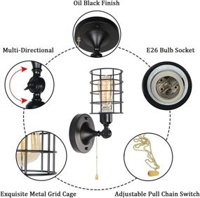 img 2 attached to Baiwaiz черная металлическая подвеска с выключателем-цепочкой для потолочного освещения - индустриальная полуприкрепленная силовая сетка с регулируемым маленьким бра - Edison E26 149