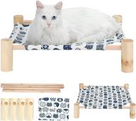 premium cat hammock bed - solid wooden removable washable cat bed by tusatiy: elevated pet sleeping bed for cats and puppies, breathable & easy to assemble logo