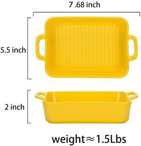 img 3 attached to 🍽️ MDZF SWEET HOME Ceramic Baking Dish with Handle, Yellow - Individual Roasting Lasagna Pan, Small Casserole Bakeware for Oven - Rectangular Dish