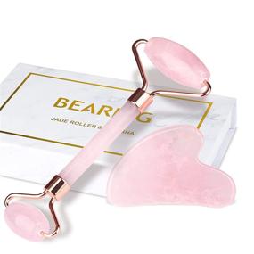 img 4 attached to Jade Roller & Gua Sha Set – BearKig Anti-Aging Rose Quartz Facial Roller for Skin Care, Beauty Massager Tools for Face, Eye, Neck – Reduce Wrinkles, Dark Circles