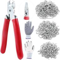 🔧 360pcs galvanized hog rings assortment kit with straight hog ring pliers – professional upholstery installation for bungee shock, cords, pet cages, bagging logo